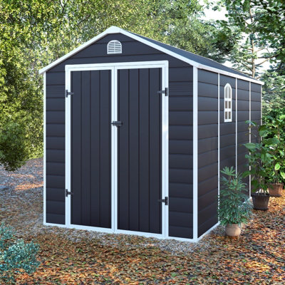 BillyOh Ashford Apex Plastic Garden Storage Shed Including Foundation Kit Grey - 8 x 6 - 4