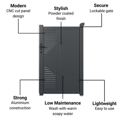 BillyOh Avalon Pedestrian Decorative Aluminium Garden Gate - 100x158cm - 3