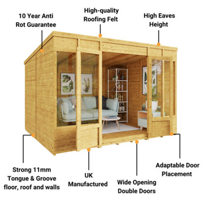 BillyOh Bella Tongue and Groove Pent Summerhouse - 10x8 - 5