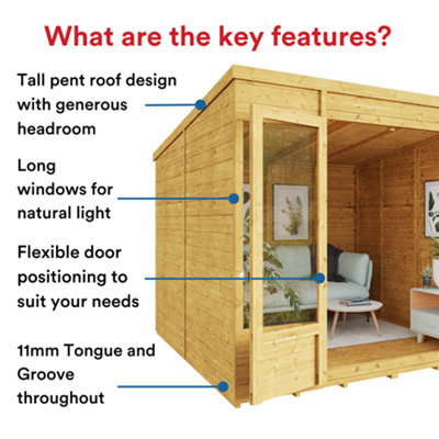 BillyOh Bella Tongue and Groove Pent Summerhouse - 8x8 - 3