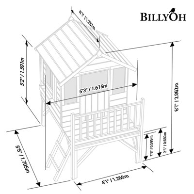 BillyOh Bunny Max Tower Playhouse - Pressure Treated - 4 x 4 - 5