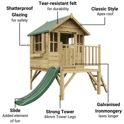 BillyOh Bunny Max Tower Playhouse with Slide Pressure Treated 4 x 4