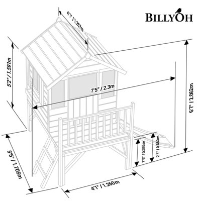 BillyOh Bunny Max Tower Playhouse with Slide - Pressure Treated - 4 x 4 - 5