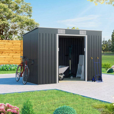 BillyOh Cargo Pent Metal Shed Including Foundation Kit - 9 x 4 Dark Grey