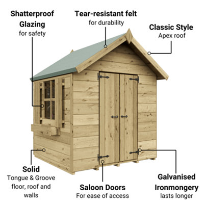 BillyOh Childs Potting Shed Playhouse - Pressure Treated - 4 x 4 - Windowed - 3
