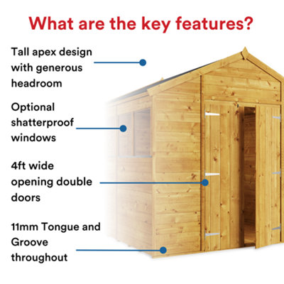 BillyOh Expert Tongue and Groove Apex Workshop - Pressure Treated - 8x8 - Windowless