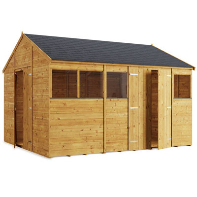 BillyOh Expert Tongue and Groove Apex Workshop with Dual Entrance - 12x10 - Windowed - 3