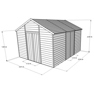 BillyOh Expert Tongue and Groove Apex Workshop with Dual Entrance - 12x10 - Windowed - 5