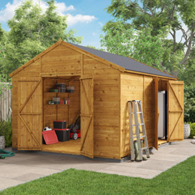 BillyOh Expert Tongue and Groove Apex Workshop with Dual Entrance - 12x10 - Windowless