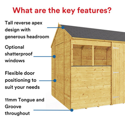 BillyOh Expert Tongue and Groove Reverse Apex Workshop - Pressure Treated - 12x6 - Windowless