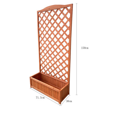 BillyOh Flora Pair of Fir Wooden Planter Boxes with Lattice Trellis
