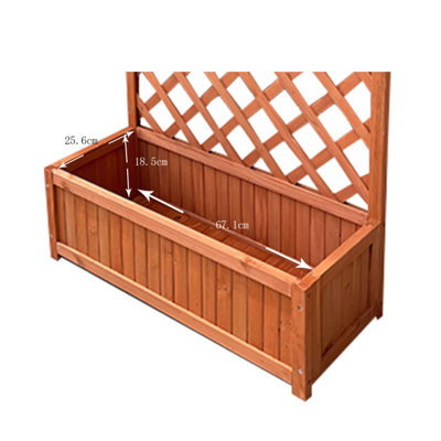 BillyOh Flora Pair of Fir Wooden Planter Boxes with Lattice Trellis - 3