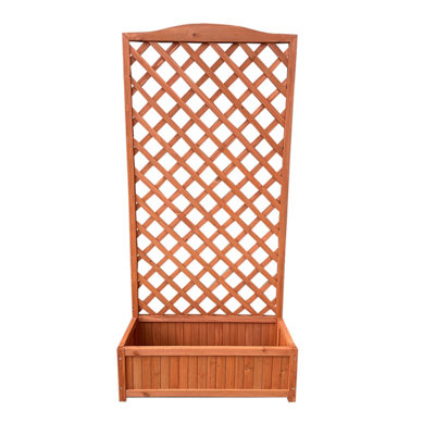 BillyOh Flora Pair of Fir Wooden Planter Boxes with Lattice Trellis - 4