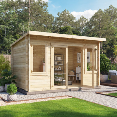 BillyOh Fraya Pent Log Cabin - 4.0m X 2.5m (13 X 8ft) - 28mm At B&Q