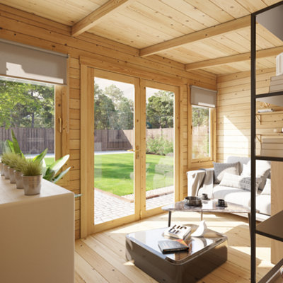 BillyOh Fraya Pent Log Cabin - 4.0m x 2.5m (13 x 8ft) - 44mm - 5