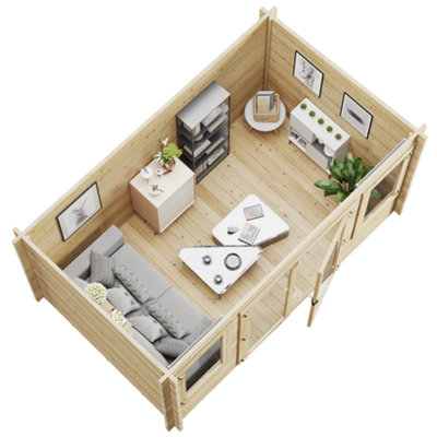 BillyOh Fraya Pent Log Cabin - 4.0m x 2.5m (13 x 8ft) - 44mm - 6