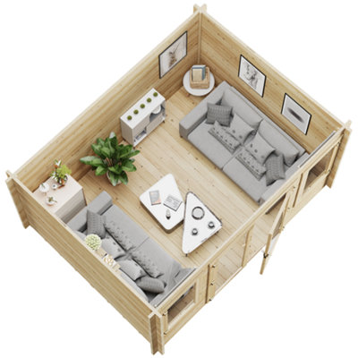 BillyOh Fraya Pent Log Cabin - 4.0m x 3.0m (13 x 10ft) - 44mm - 6