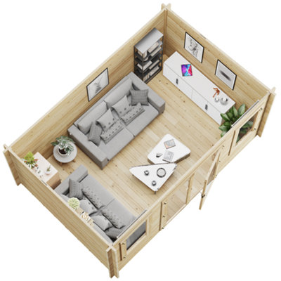 BillyOh Fraya Pent Log Cabin - 4.5m x 3.0m (15 x 10ft) - 28mm - 4