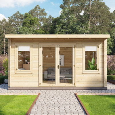 BillyOh Fraya Pent Log Cabin - 4.5m x 3.5m (15 x 11ft) - 44mm - 4