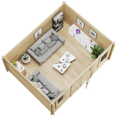 BillyOh Fraya Pent Log Cabin - 4.5m x 3.5m (15 x 11ft) - 44mm - 6