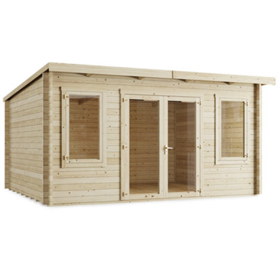 BillyOh Fraya Pent Log Cabin - 4.5m x 3.5m (15 x 11ft) - 44mm - 7