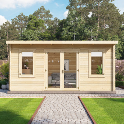 BillyOh Fraya Pent Log Cabin - 5.0m x 3.0m (16 x 10ft) - 28mm