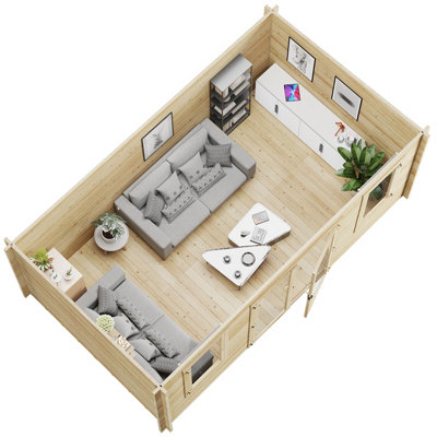 BillyOh Fraya Pent Log Cabin - 5.0m x 3.0m (16 x 10ft) - 28mm - 4