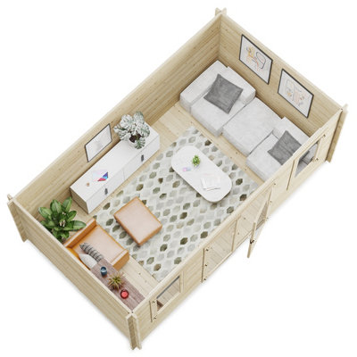 BillyOh Fraya Pent Log Cabin - 5.0m x 3.0m (16 x 10ft) - 44mm - 6