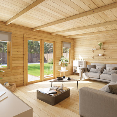 BillyOh Fraya Pent Log Cabin - 5.0m x 4.0m (16 x 13ft) - 44mm - 5