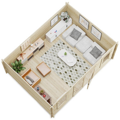 BillyOh Fraya Pent Log Cabin - 5.0m x 4.0m (16 x 13ft) - 44mm - 6