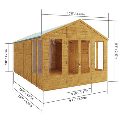 BillyOh Holly Tongue and Groove Apex Summerhouse - 16x10 - 6