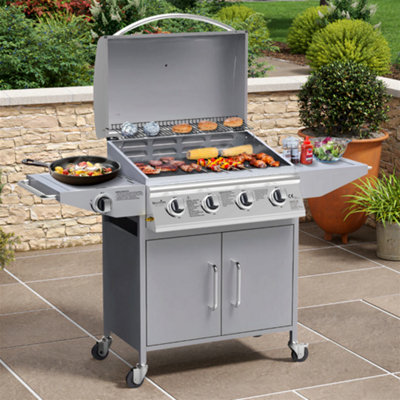 BillyOh Huntsville 4 Burner Gas BBQ - Silver