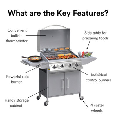 BillyOh Huntsville 4 Burner Gas BBQ - Silver - 5