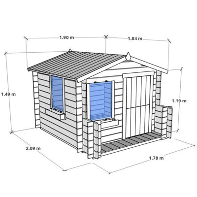 BillyOh Junior Log Cabin Playhouse - W2.0m x D2.0m - 28mm - 6