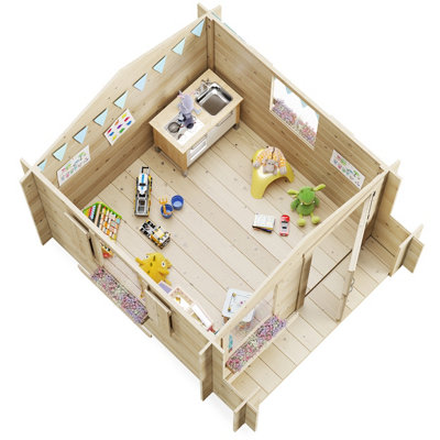 BillyOh Junior Log Cabin Playhouse - W2.0m x D2.0m - Pressure Treated - 19mm - 4