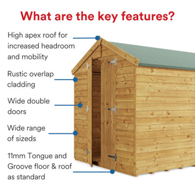 BillyOh Keeper Overlap Apex Shed - 10x8 - Windowless