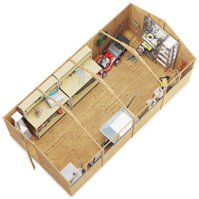 BillyOh Keeper Overlap Apex Shed - 16x8 - Windowed - 4