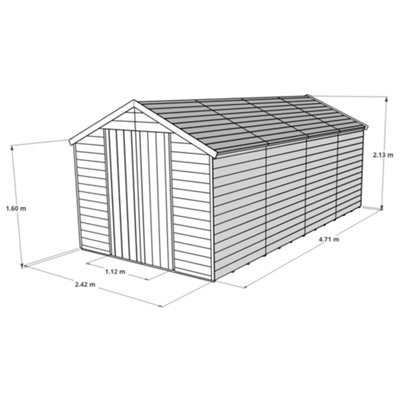 BillyOh Keeper Overlap Apex Shed - 16x8 - Windowed - 5