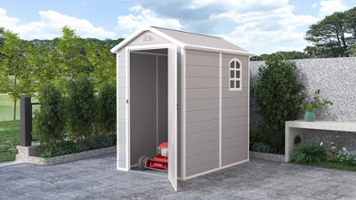 BillyOh Kingston Apex Plastic Shed Light Grey With Floor - 4x6 Light Grey - 3