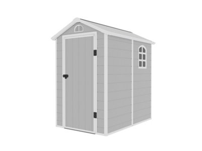 BillyOh Kingston Apex Plastic Shed Light Grey With Floor - 4x6 Light Grey - 5