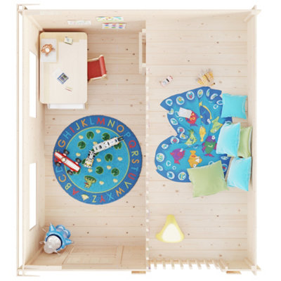 BillyOh Lookout Log Cabin Playhouse - W2.5m x D3.0m - 19mm - 3