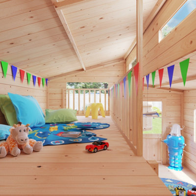 BillyOh Lookout Log Cabin Playhouse - W2.5m x D3.0m - 19mm - 5