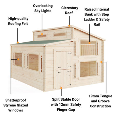 BillyOh Lookout Log Cabin Playhouse - W2.5m x D3.0m - 19mm - 6