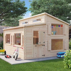 BillyOh Lookout Log Cabin Playhouse - W2.5m x D3.0m - Pressure Treated - 19mm