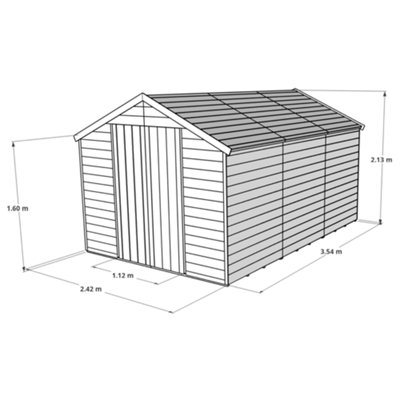 BillyOh Master Tongue and Groove Apex Shed - 12x8 - Windowless - 5