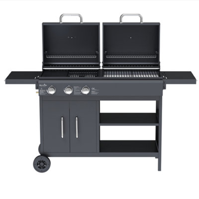 BillyOh Montana Black Dual Fuel Gas and Charcoal Hybrid BBQ - Black