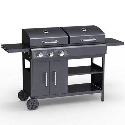 BillyOh Montana Black Dual Fuel Gas and Charcoal Hybrid BBQ - Black - 6