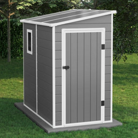 BillyOh Newport Lean To Plastic Shed Light Grey With Floor - 6 x 4