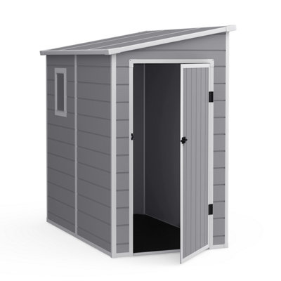 BillyOh Newport Lean To Plastic Shed Light Grey With Floor - 6 x 4