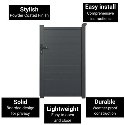 BillyOh Nova Pedestrian Full Privacy Aluminium Garden Gate - 100x158cm - 3